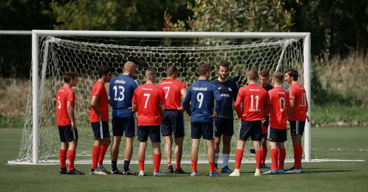 Les joueurs de foot se préparent à une séance de pénalty